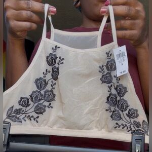 Floral Embroidered Cream bra